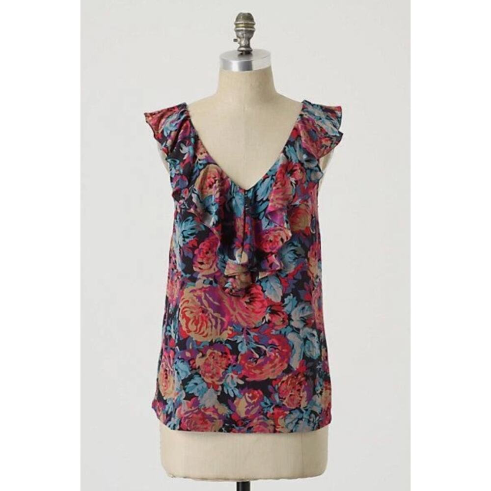 Anthropologie Moulinette Soeurs Beneath The Surface Silk Blouse Size 10 Floral